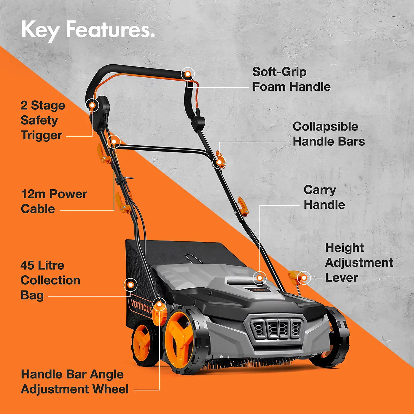 VonHaus Artificial Grass Brush 1800W, Electric Artificial Grass/Lawn Sweeper Cleaner Machine