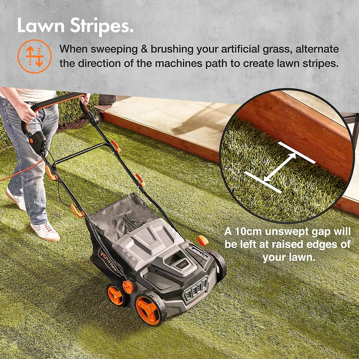VonHaus Artificial Grass Brush 1800W, Electric Artificial Grass/Lawn Sweeper Cleaner Machine