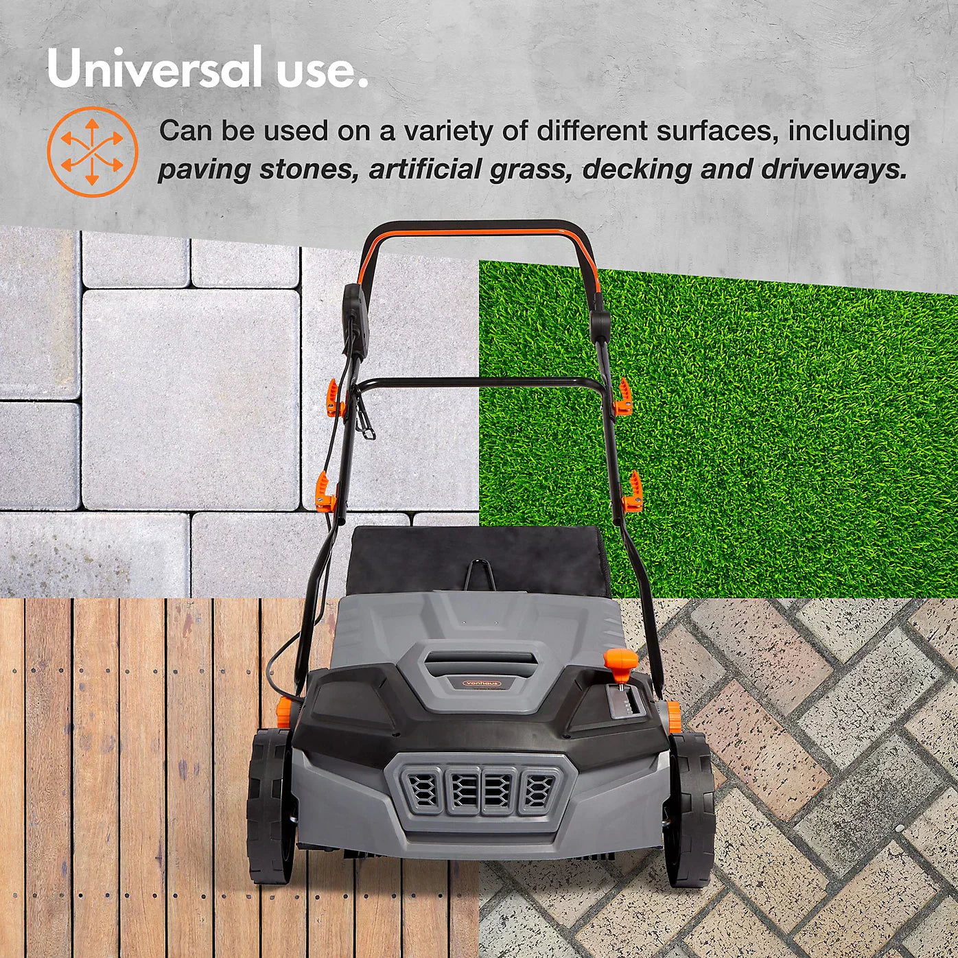VonHaus Artificial Grass Brush 1800W, Electric Artificial Grass/Lawn Sweeper Cleaner Machine