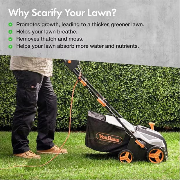 VonHaus 1800W 2 In 1 40Cm Scarifier / Aerator