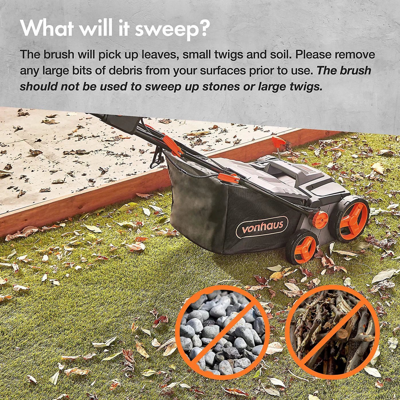 VonHaus Artificial Grass Brush 1800W, Electric Artificial Grass/Lawn Sweeper Cleaner Machine